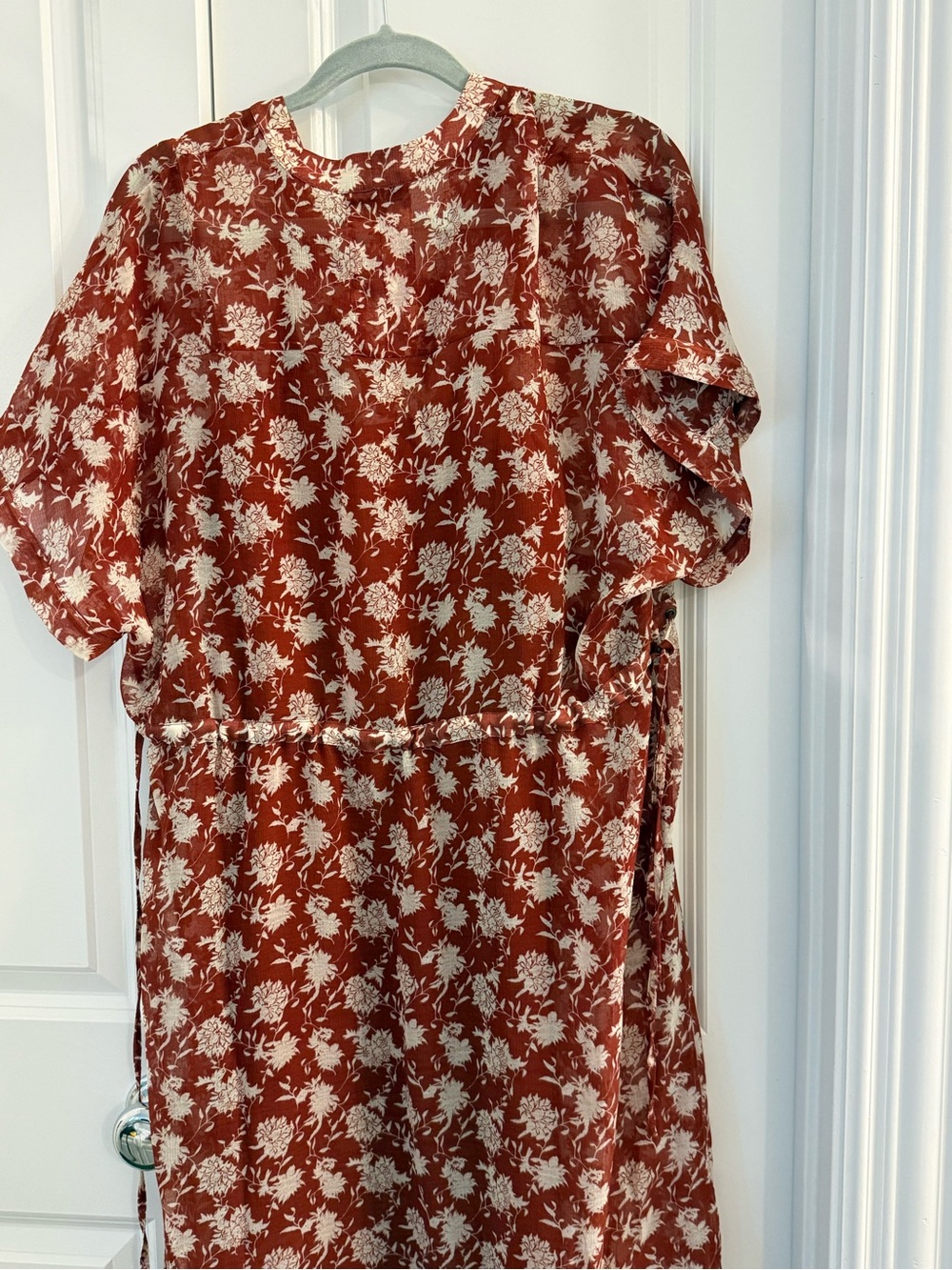 Women's Rag & Bone Elysse Midi Dress in Rust Floral Chiffon Size Small - Picture 12 of 13